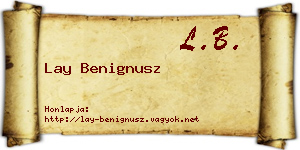 Lay Benignusz névjegykártya